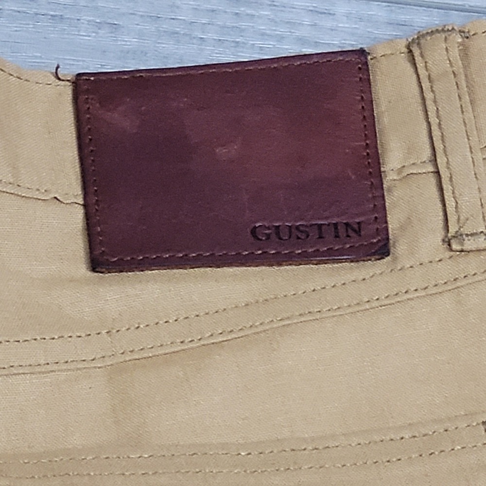 👖Gustin Pants Mens 36x29 Mustard Linen Chino Straight #21‎ Button Fly Made USA - Picture 15 of 15